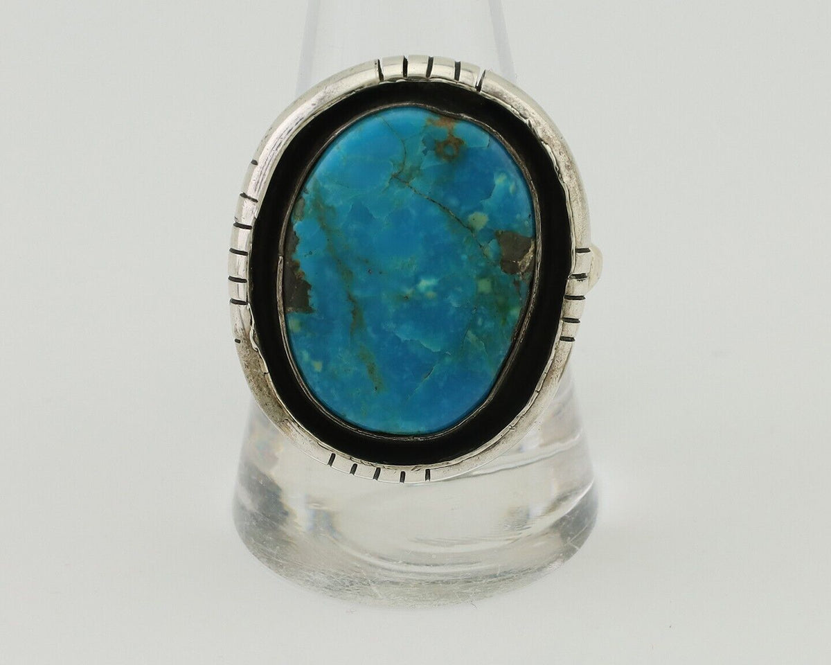 Navajo Ring 925 Silver Arizona Turquoise Signed M Montoya C.80's