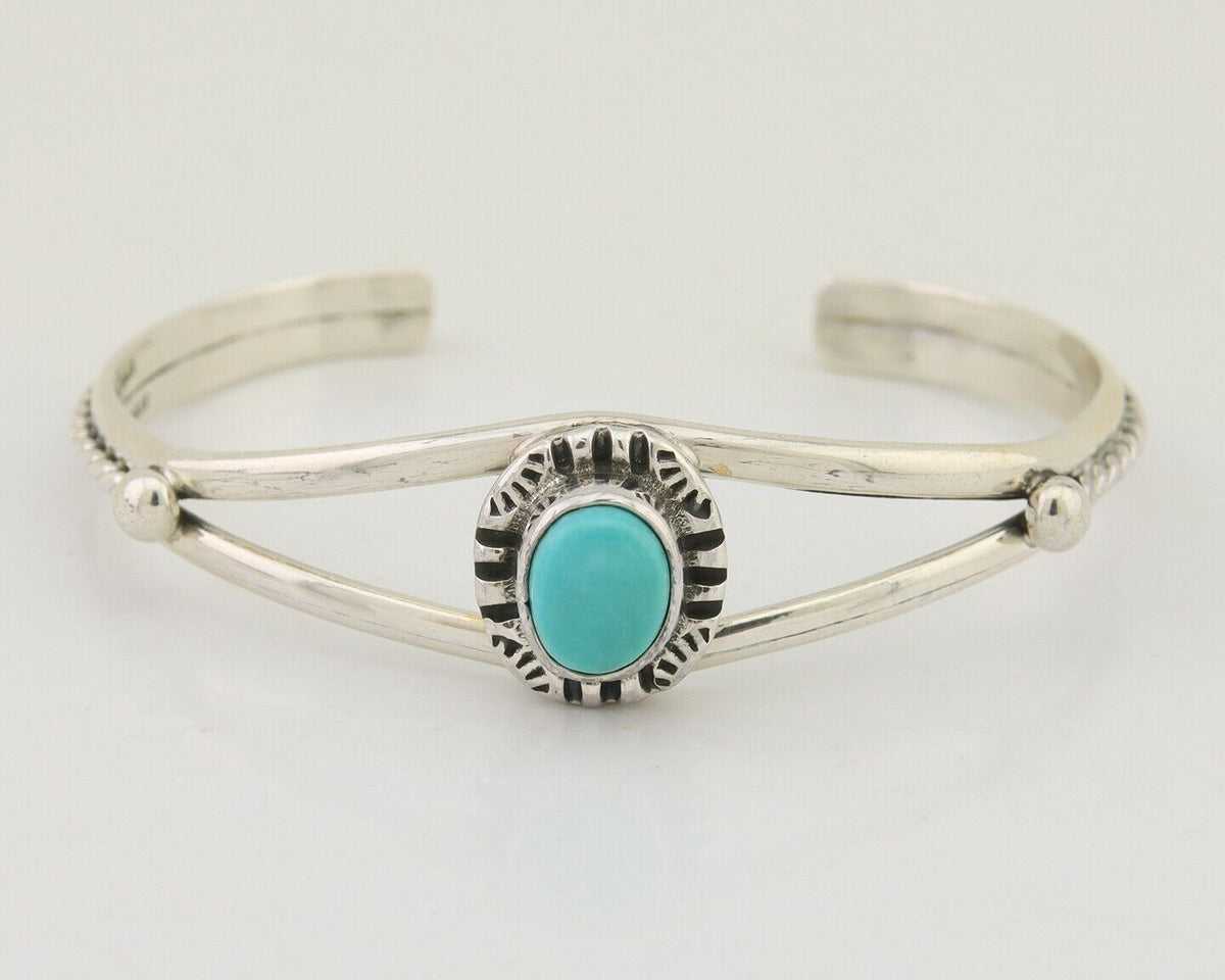 Navajo Bracelet 925 Silver Blue Turquoise Artist Signed Gecko C.80's