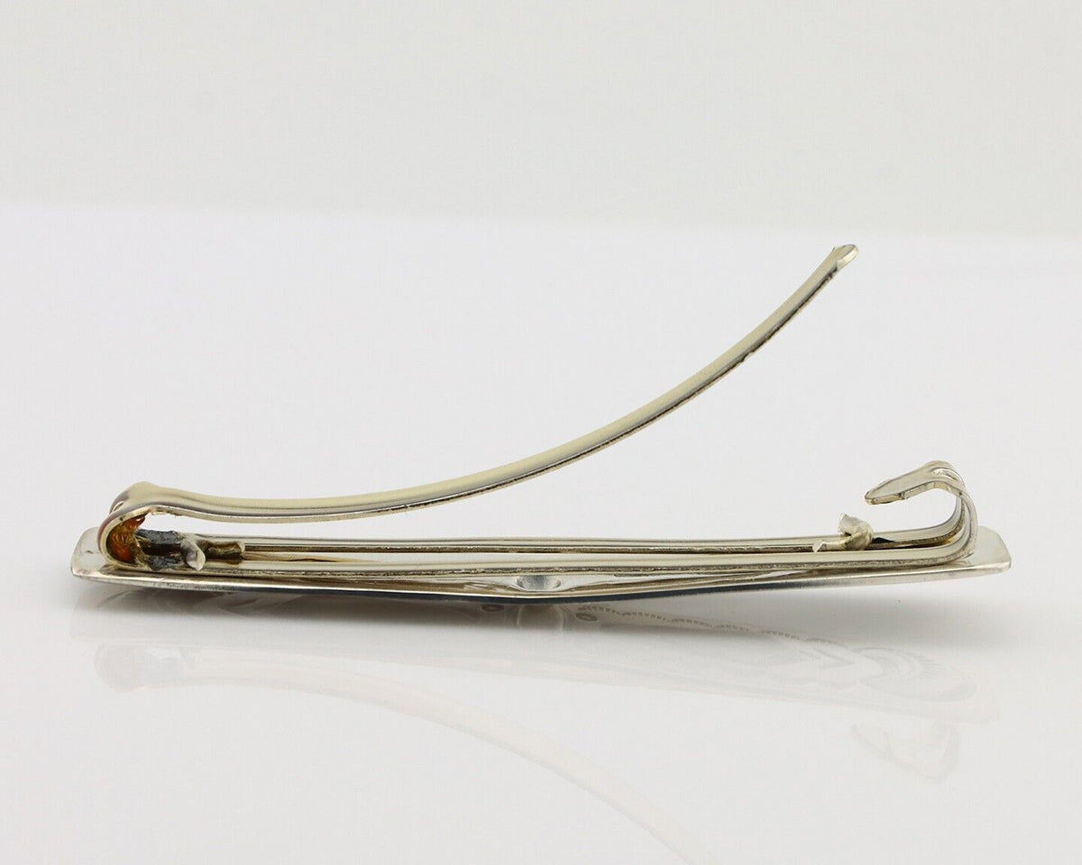 Women's Navajo Hair Clip Hand Stamped 925 Silver Native American Artist C.80's