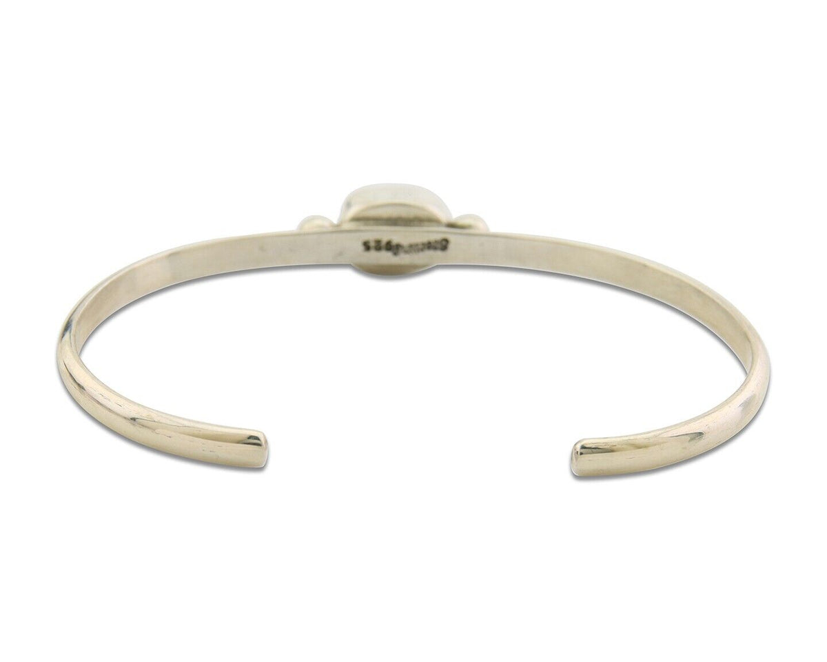 Navajo Bracelet .925 Silver Mediterranean Red Coral Cuff Native Artist C.80's