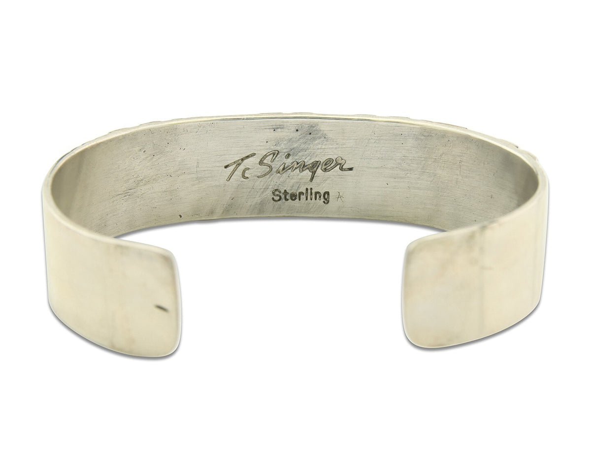 Navajo Bracelet Gold & 925 Silver Handmade 16 mm Wide Signed Thomas Singer C80s