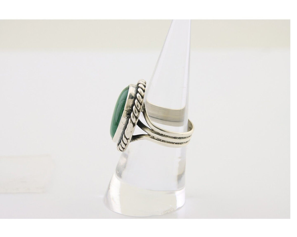 Navajo Ring 925 Silver Natural Malachite Native American Artist C.80's