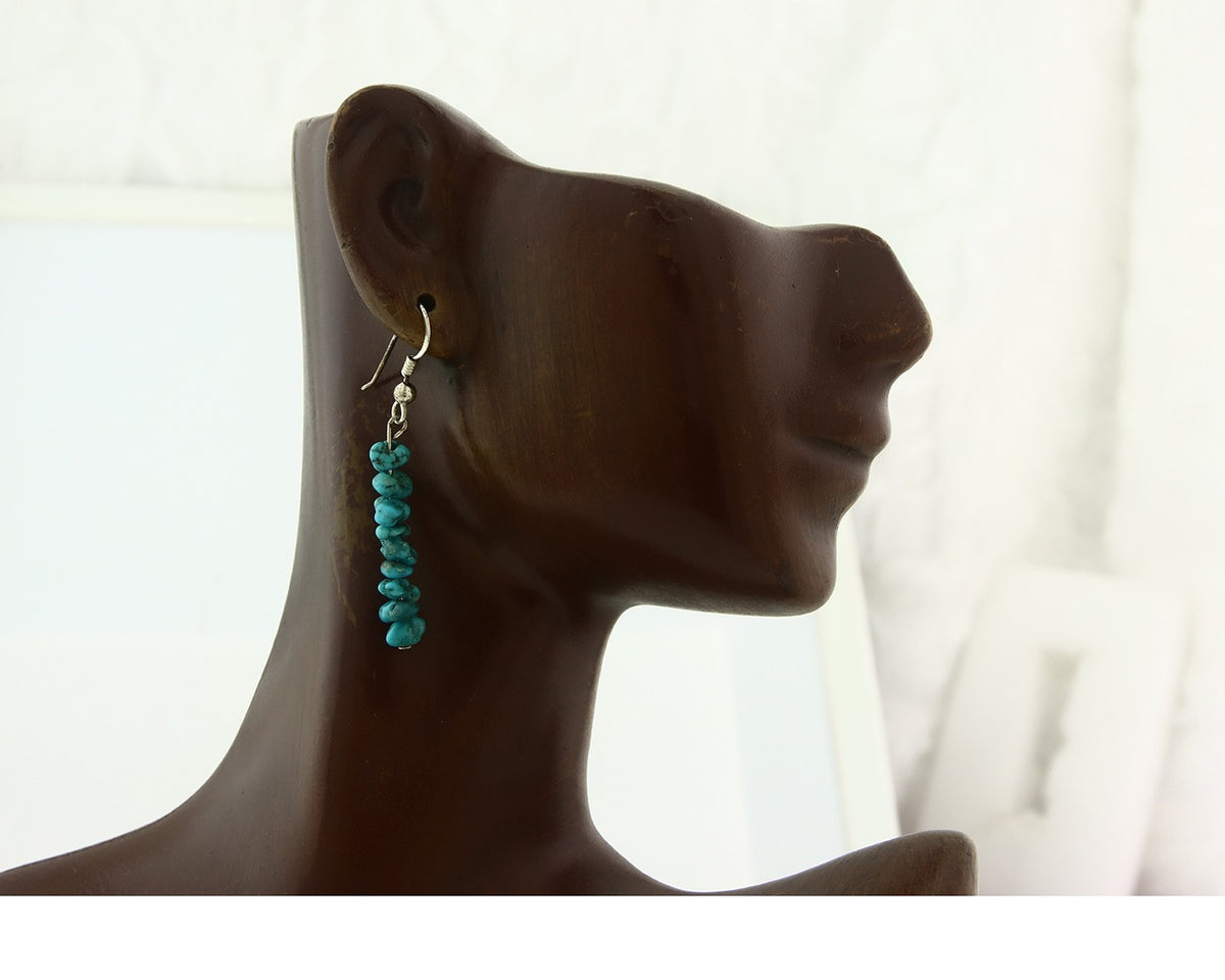 Navajo Earrings Sterling Silver Turquoise Dangle Vintage Authentic