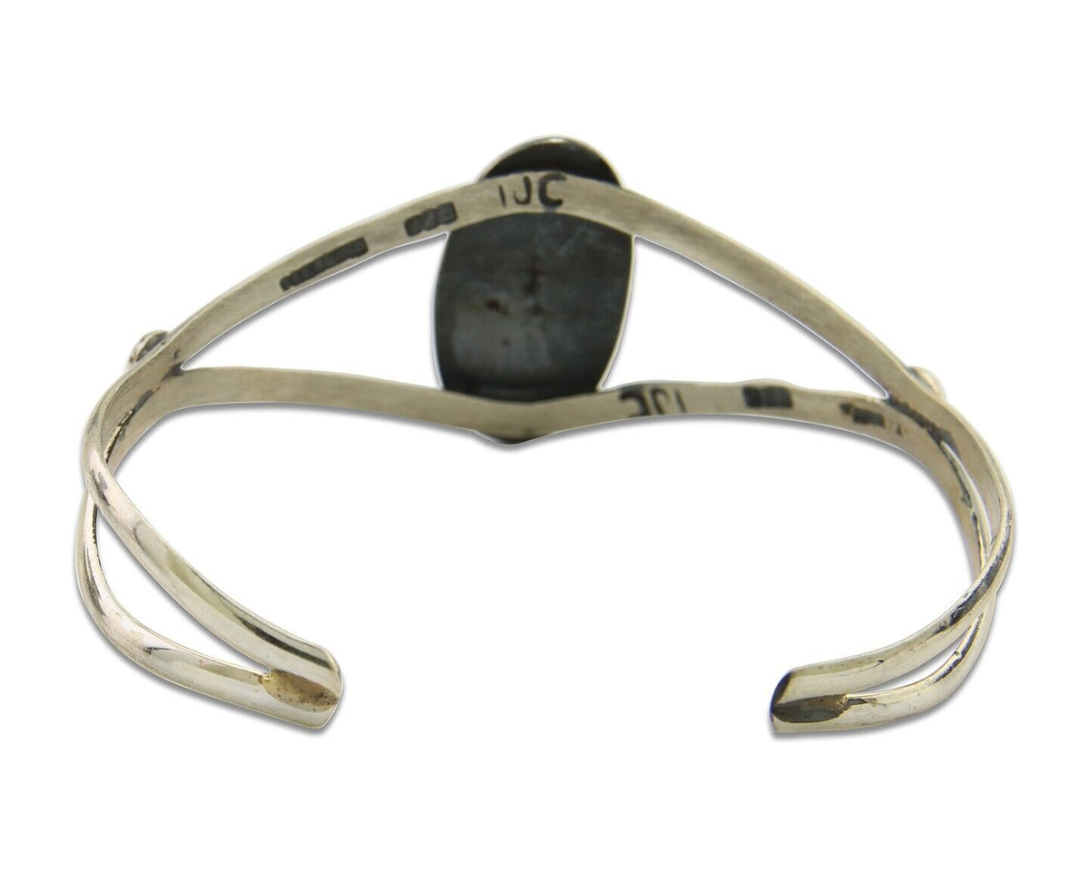 Navajo Cuff Bracelet 925 Silver Turquoise Cuff Artist Signed IJC C.80's
