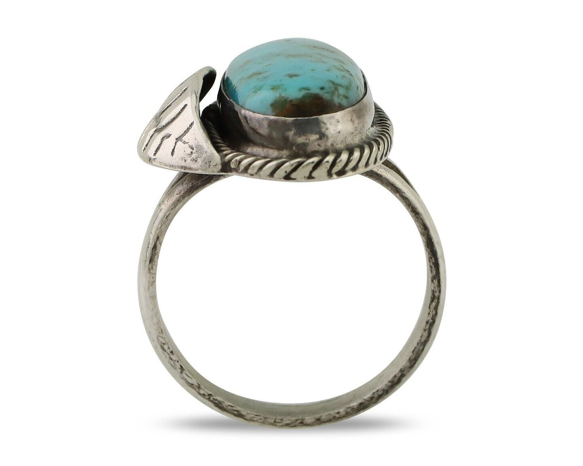 Navajo Handmade Ring 925 Silver Natural Turquoise Native American Artist C.80's