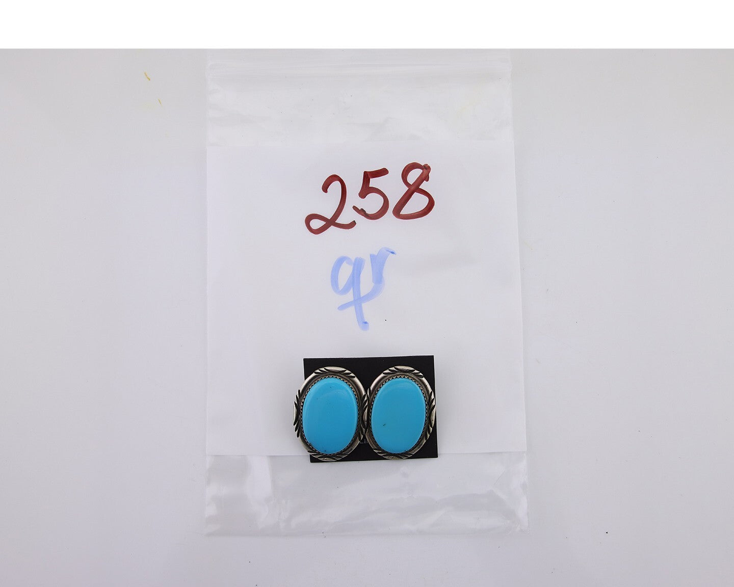 Navajo Earrings 925 Silver Blue Turquoise Artist Signed TALHAT C.80's