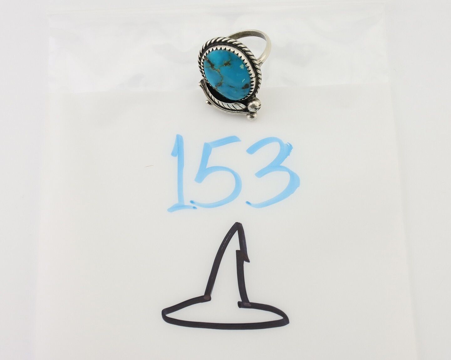 Navajo Ring 925 Silver Natural Kingman Turquoise Native American Artist C.80's