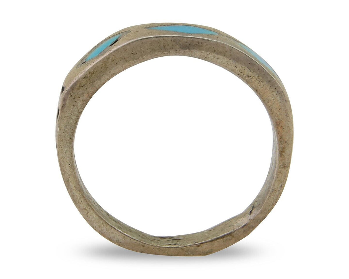Navajo Handmade Ring 925 Silver Turquoise Native Artist C.80's