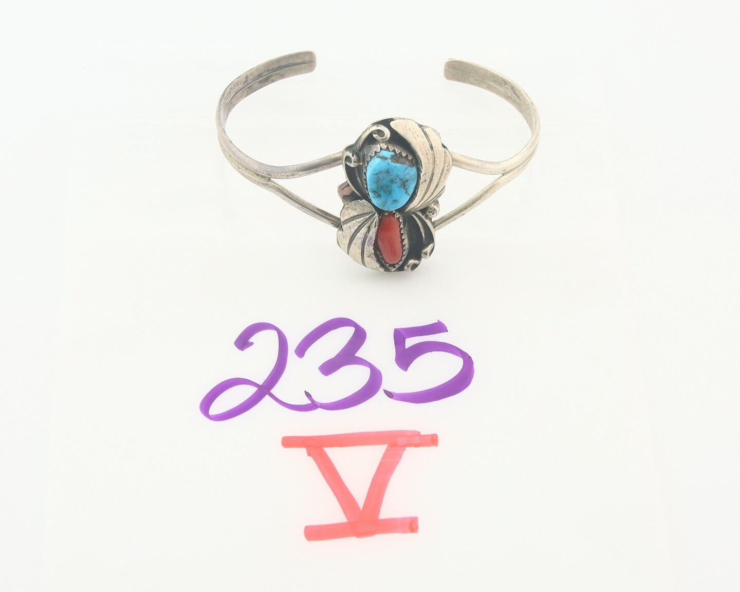 Vintage Navajo Bracelet 925 Silver Handmade Authentic Gemstone Signed SC