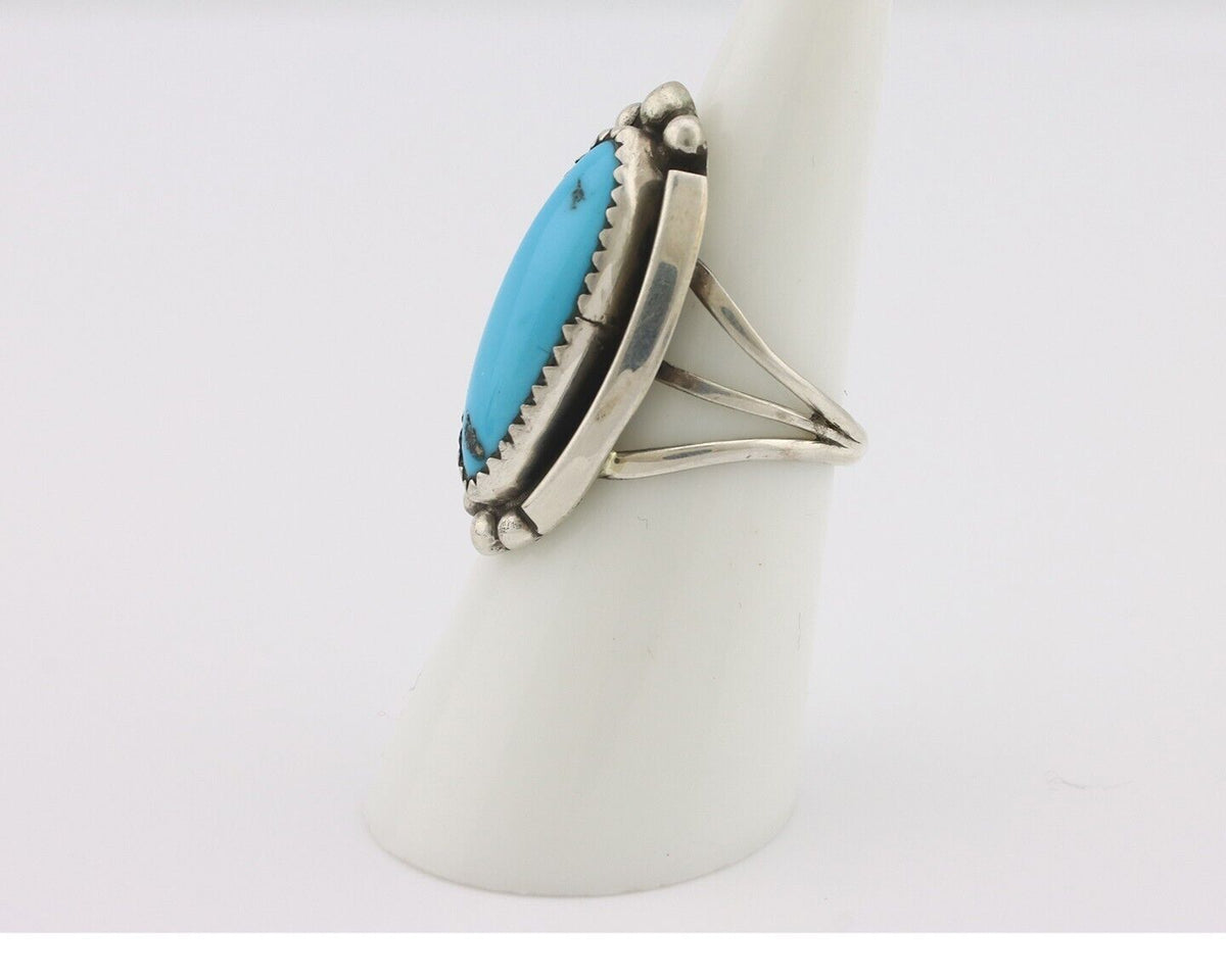 Navajo Ring 925 Silver Sleeping Beauty Turquoise Native American C.80's
