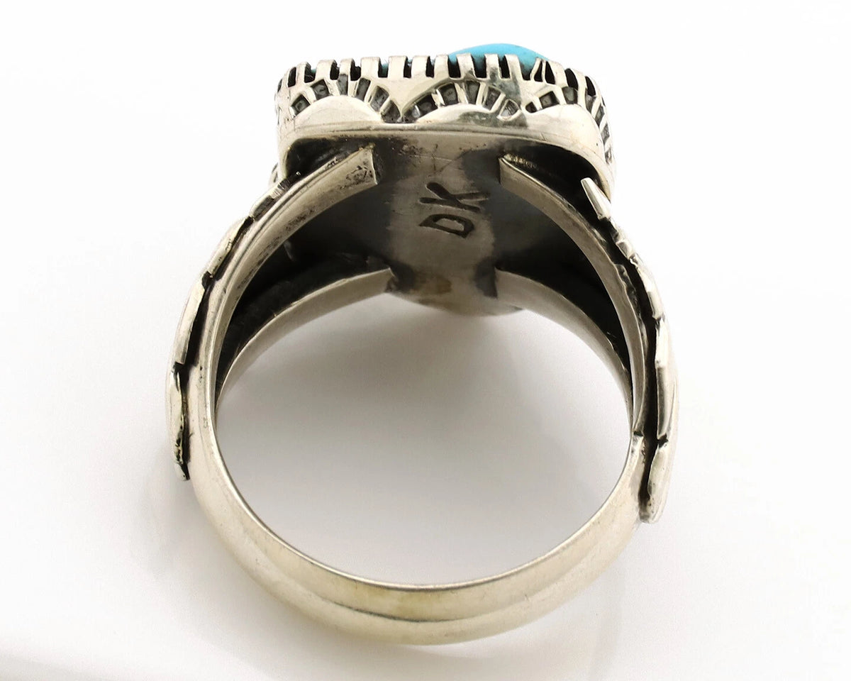 Navajo Ring .925 Silver Sleeping Beauty Turquoise Artist Signed DK C.80's