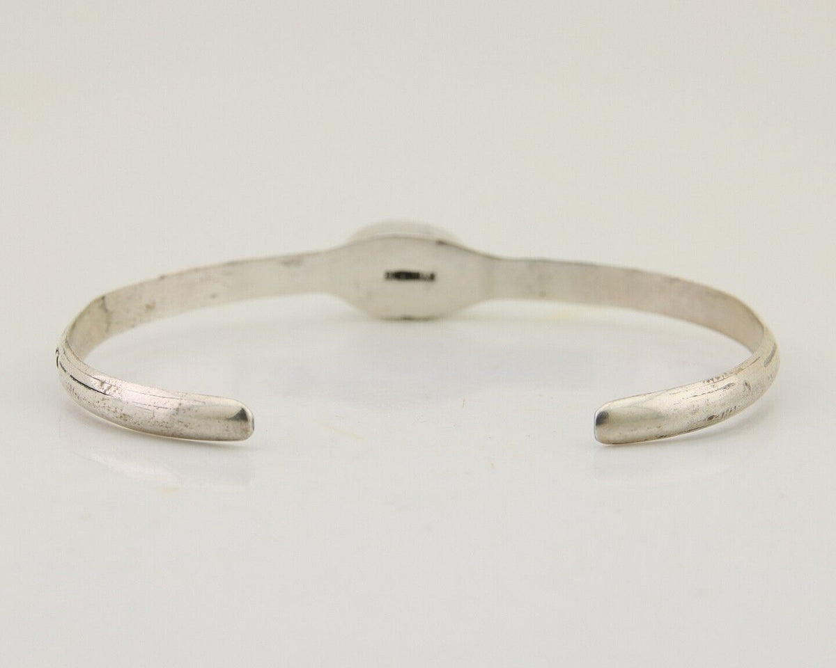 Navajo Hand Stamped Cuff Bracelet Turquoise 925 Silver Native American Artist