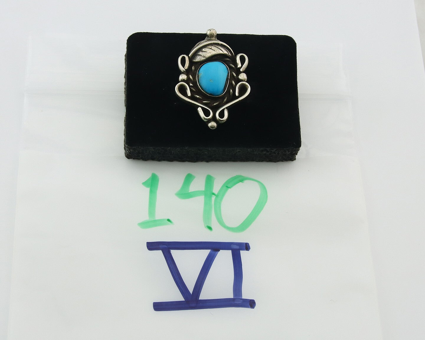 Traditional Navajo Ring Sterling Silver Authentic Turquoise Signed JM Size 6.75