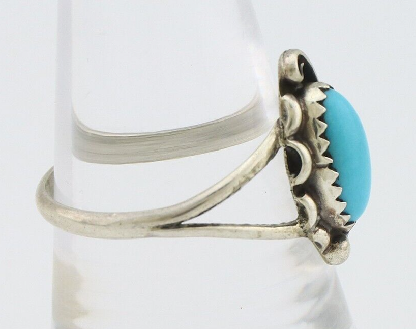 Navajo Ring 925 Silver Sleeping Beauty Turquoise Signed SkyStone Creations C80s