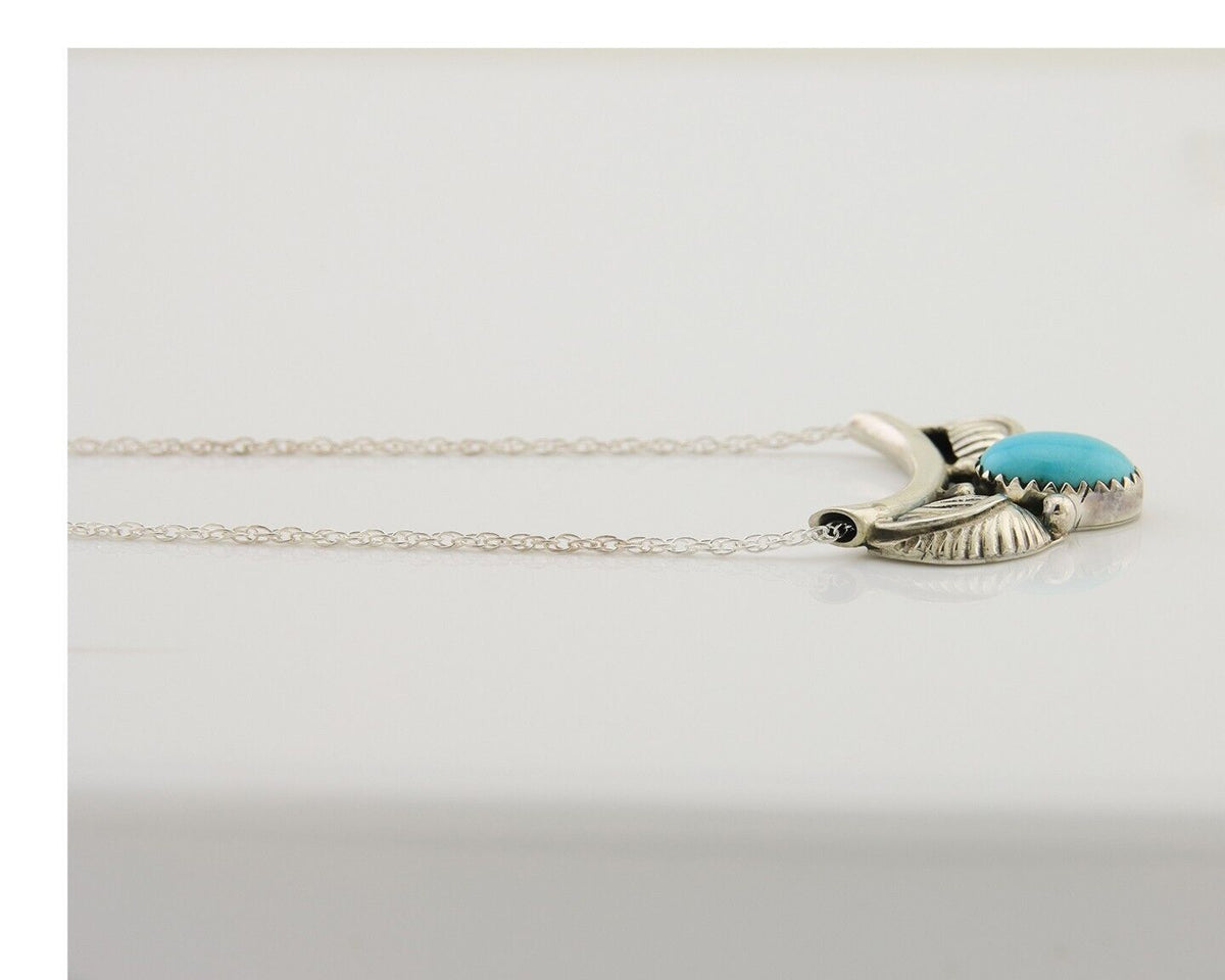 Navajo Turquoise Necklace 925 Silver Signed Eugene Belone C.80's