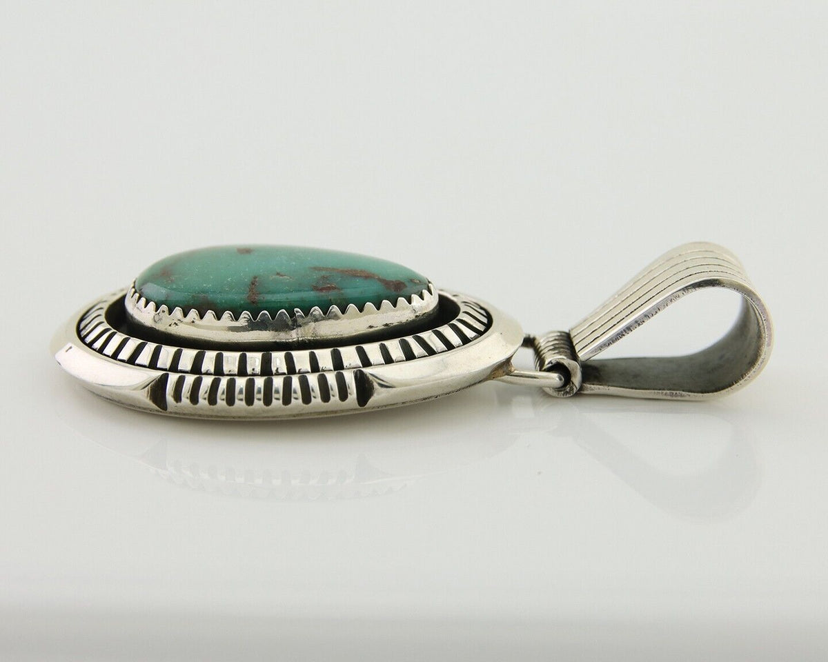 Navajo Pendant 925 Silver Natural Turquoise Artist Signed Lidia Begay C.80's