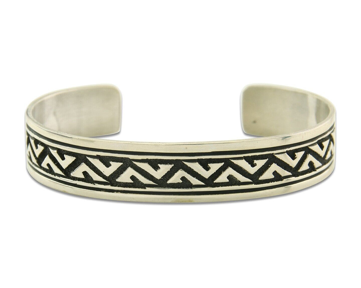 Mens's Navajo Bracelet 925 Silver Artist Signed Thomas Singer Cuff Made 1980's