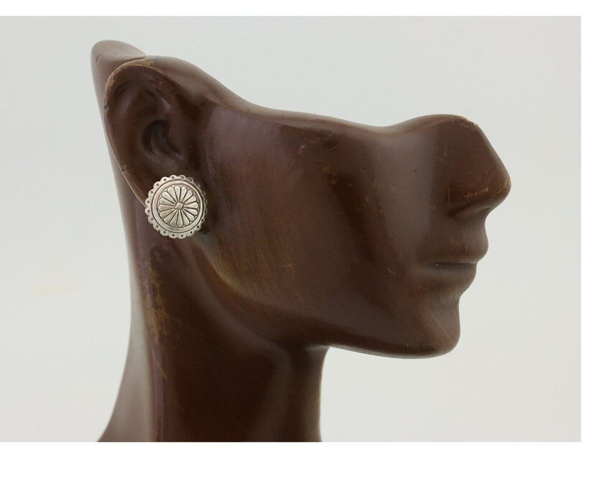 Navajo Small Shield Earrings 925 Silver Native American Artist C.80's