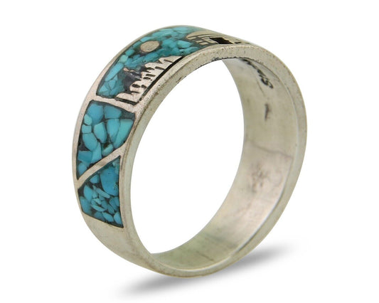 Navajo Handmade Ring 925 Silver Turquoise Native Artist C.80's
