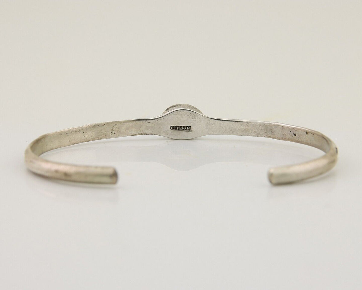 Navajo Hand Stamped Cuff Bracelet Turquoise 925 Silver Native American Artist