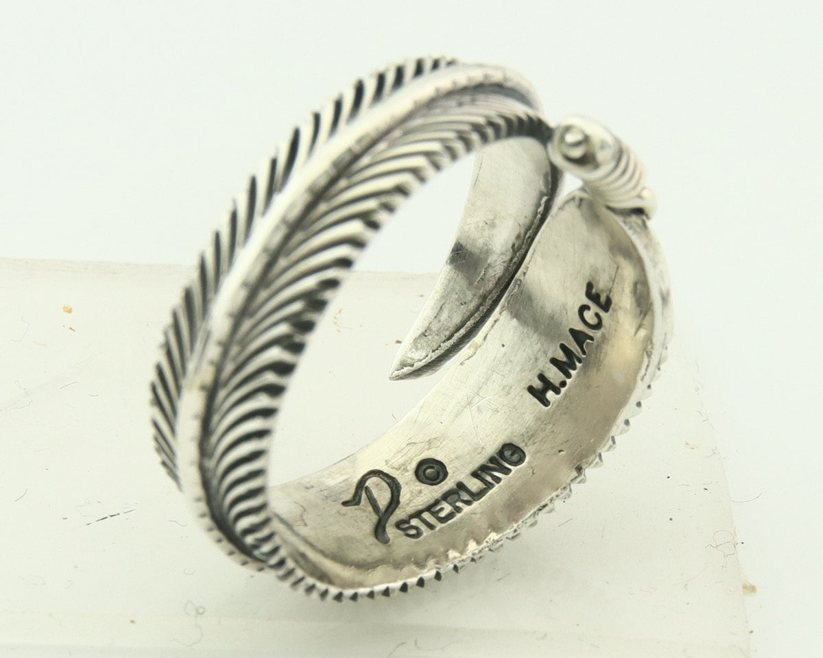 Vintage Navajo Ring Sterling Silver Authentic Traditional Signed H Mace Size 7.5