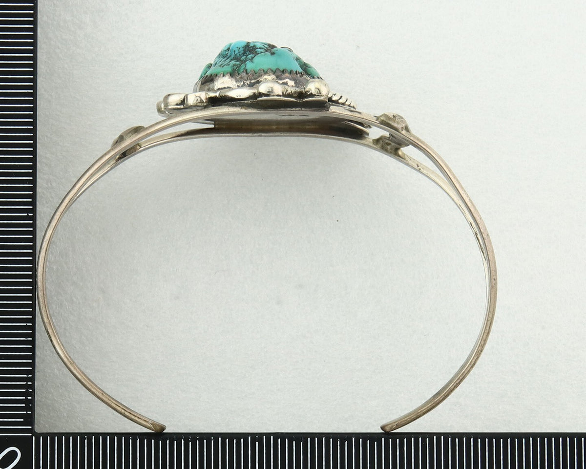 Vintage Navajo Bracelet 925 Silver Turquoise Tradition Handmade Signed Alvin Joe