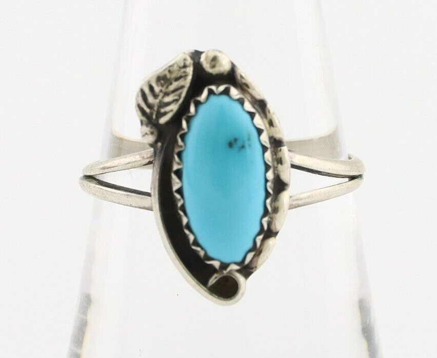 Navajo Ring 925 Silver Sleeping Beauty Turquoise Signed SkyStone Creations C80s