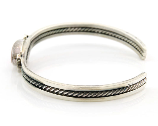 Navajo Cuff Bracelet Sterling Silver Authentic Pink Muscle Native Artist