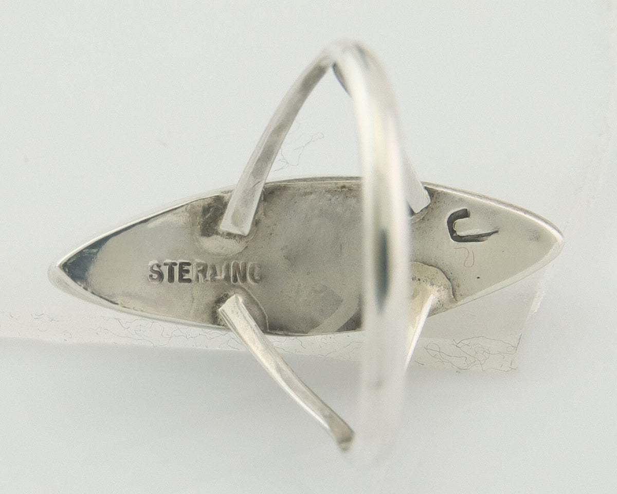 Vintage Navajo Ring 925 Sterling MOP & Turqouiuse Signed J Size 7.5