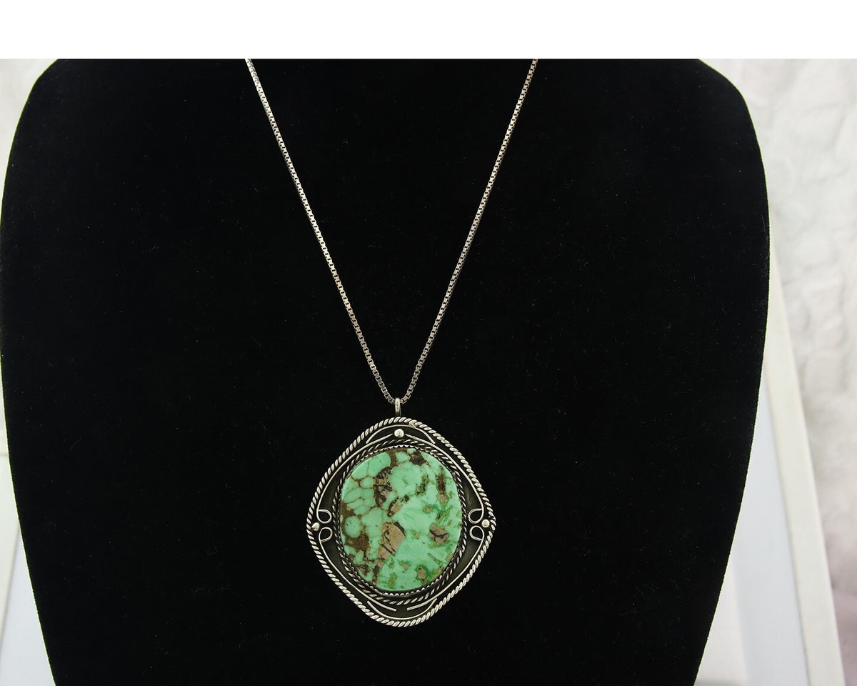 Navajo Sterling Silver Necklace Authentic Turquoise Vintage Signed JR L Sam
