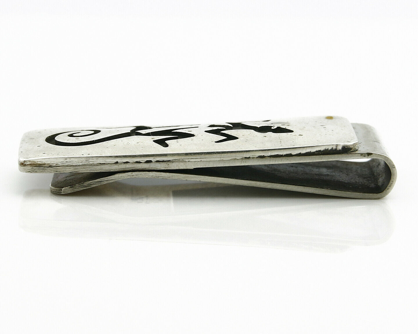 Navajo Money Clip .925 Silver & Nickle Hand Stamped Artist Pooyouma C.80's
