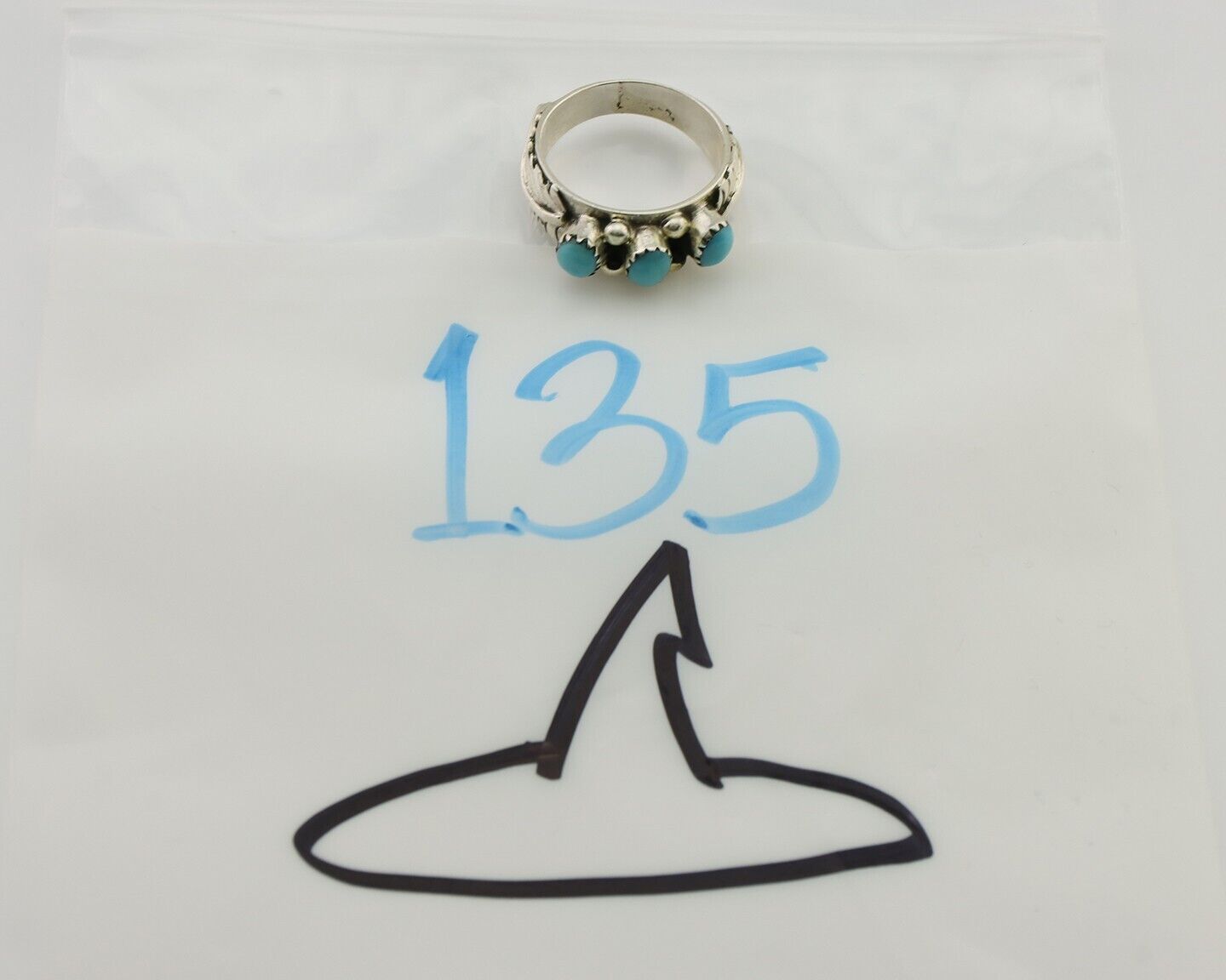 Navajo Ring 925 Silver Sleeping Beauty Turquoise Artist Signed WR C.80's