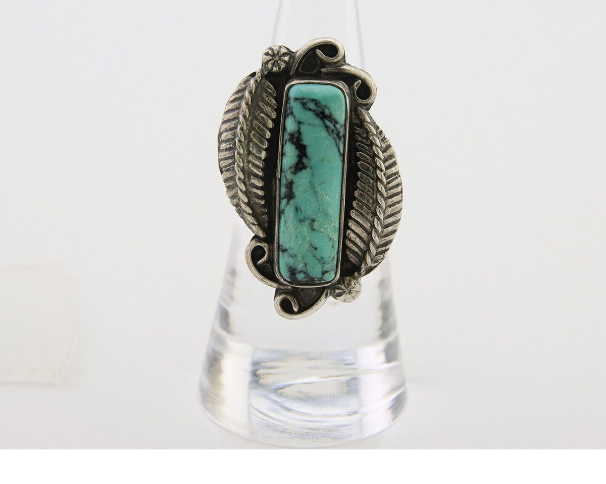 Navajo Handmade Ring 925 Silver Natural Turquoise Native Artist C.80's