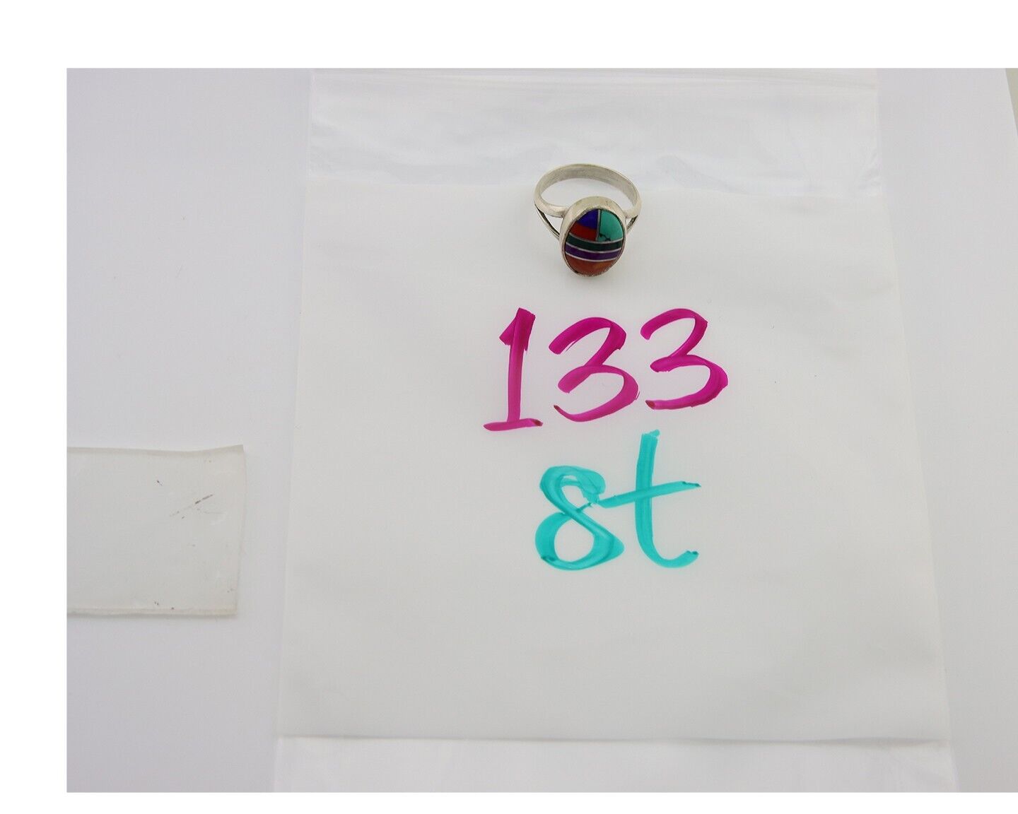 Navajo Ring 925 Sterling Silver Natural Gemstones Artist Signed Sunrise C.80's