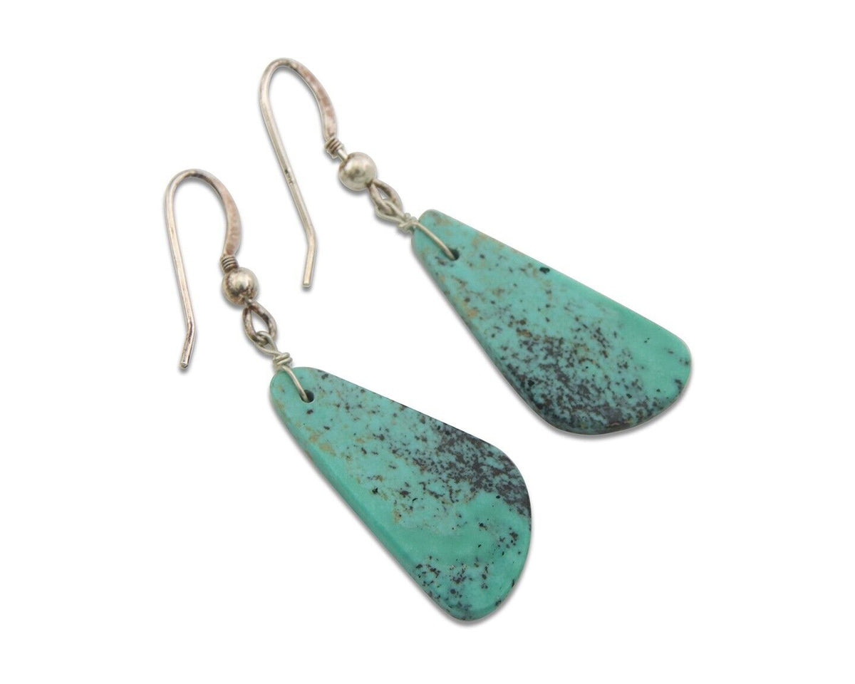 Santo Domingo Earrings 925 Silver Natural Turquoise Native American Artist C80s