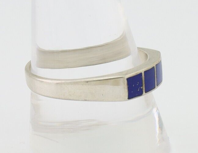 Navajo Handmade Ring 925 Silver Natural Lapis Lazuli Artist Signed SC C.80's