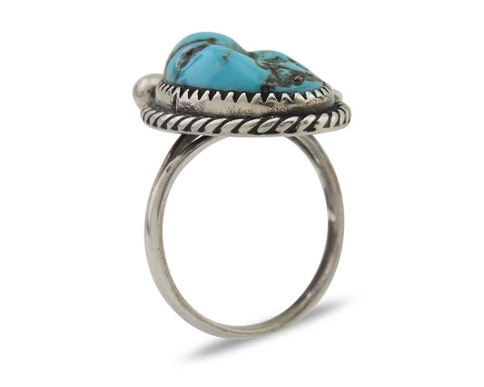Navajo Handmade Ring 925 Silver Natural Turquoise Native Artist C.80's