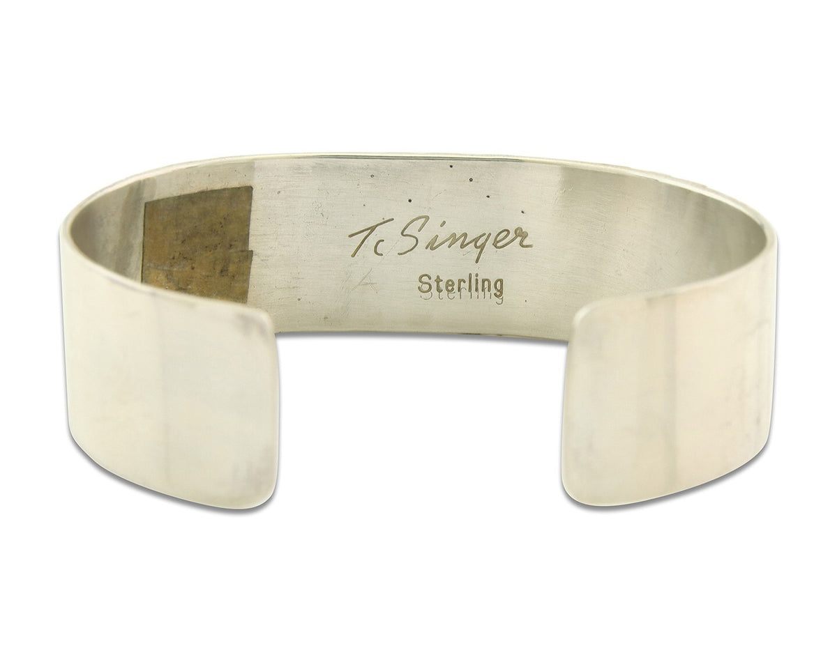 Navajo Bracelet Gold & 925 Silver Handmade 19 mm Wide Signed Thomas Singer C80s