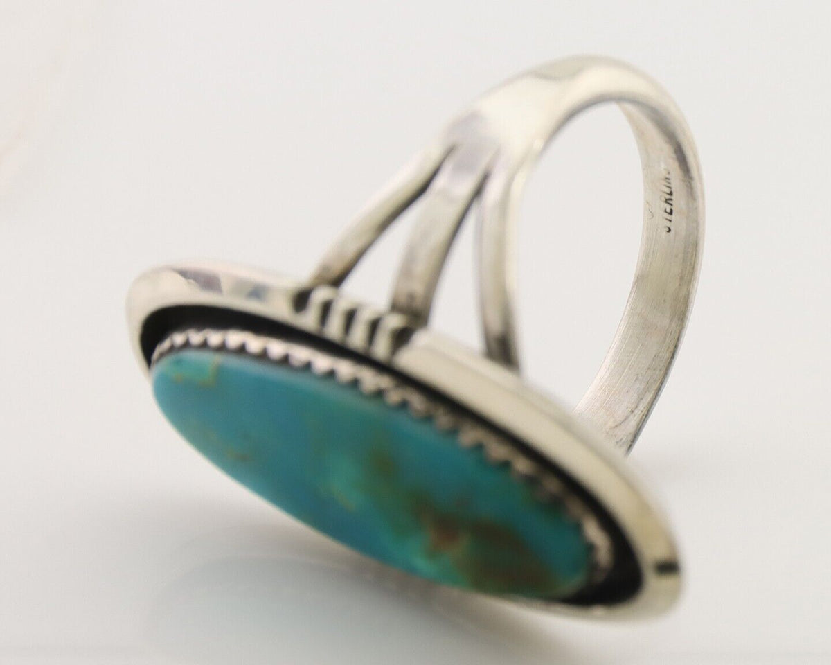 Navajo Ring 925 Silver Natural Blue Turquoise Native American Artist C.80's