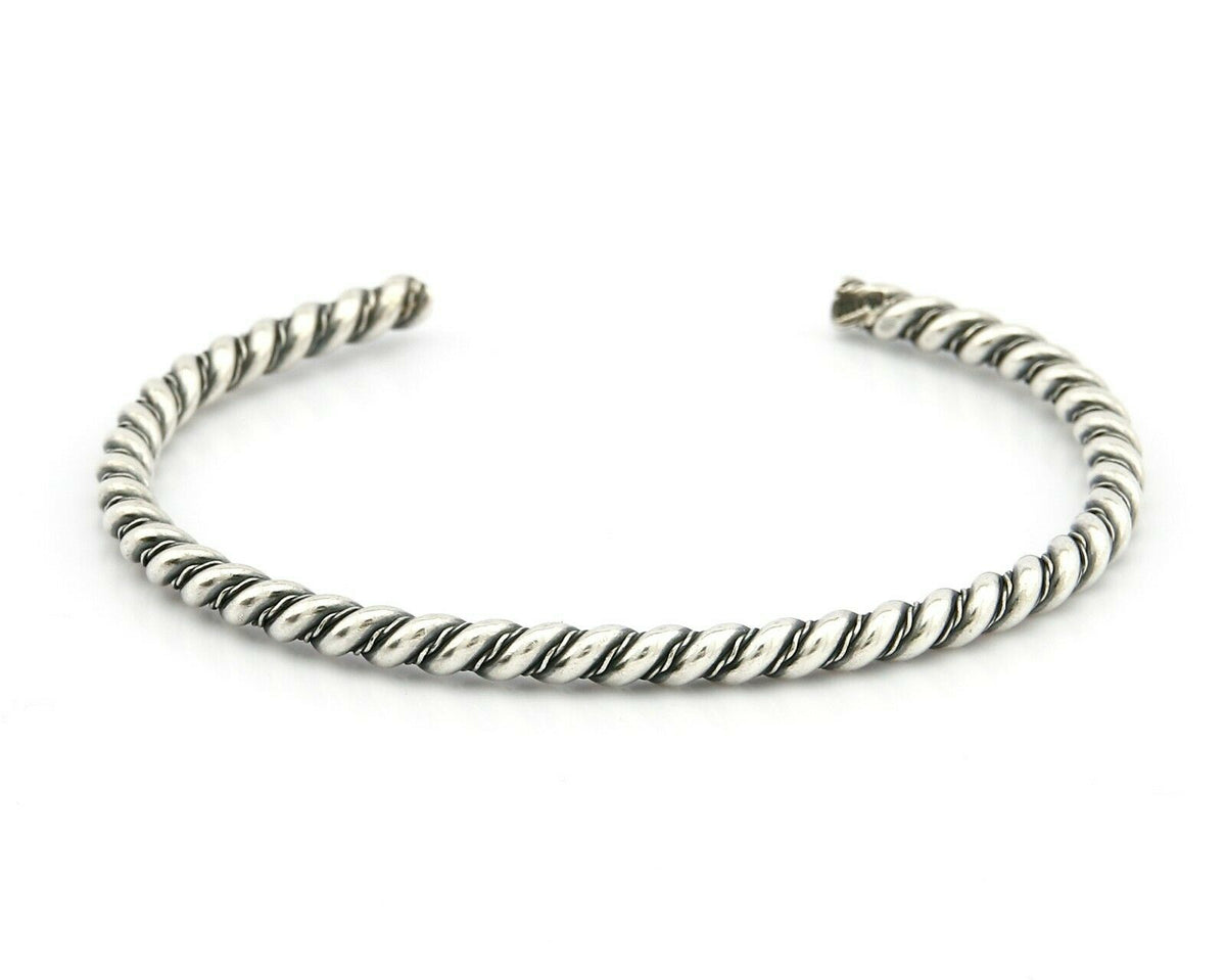 Navajo Montoya 3.8 mm Wide Signed Unknown Artist .925 Silver Handmade Bracelet