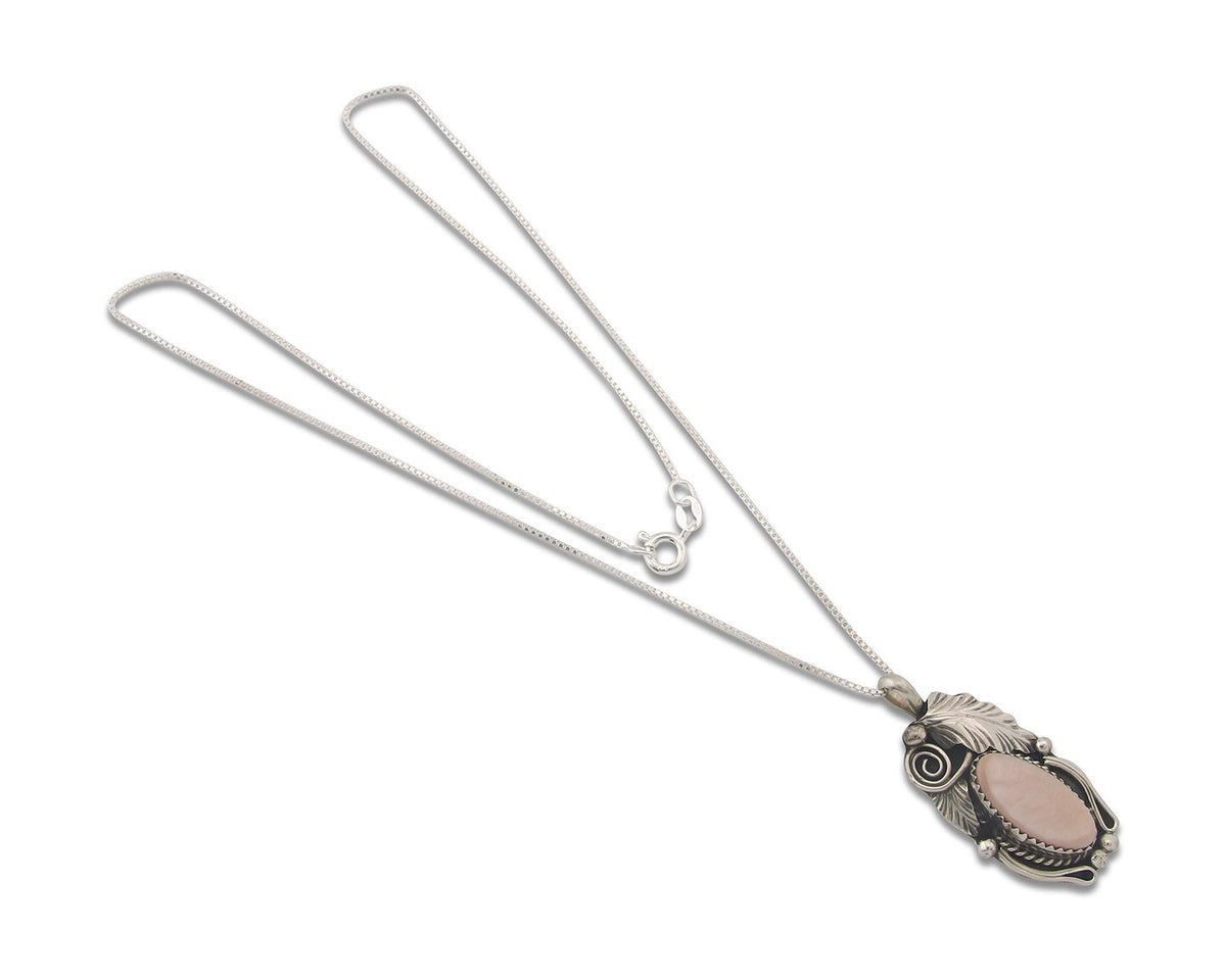 Navajo Sterling Silver Necklace Pink Muscle Authentic Vintage Sign Justin Morris