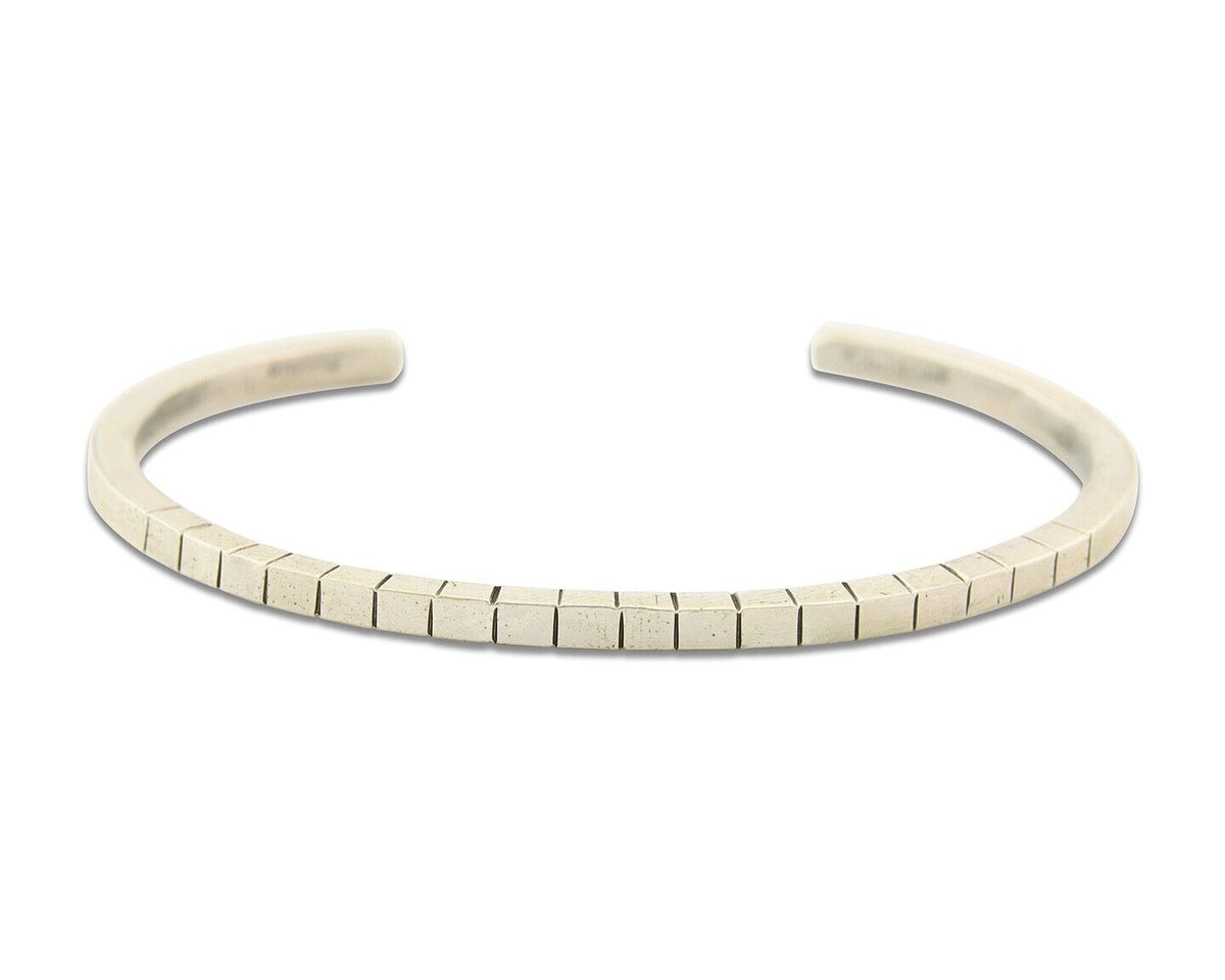 Navajo Bracelet 925 Silver Hand Stamped Signed M.C. ISASIB C.80's