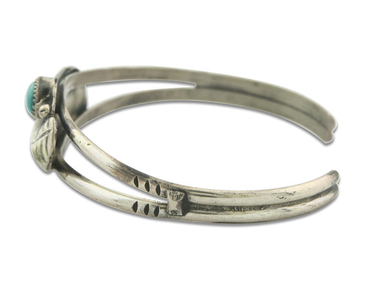 Vintage Navajo Bracelet 925 Silver Red Coral Turquoise Authentic