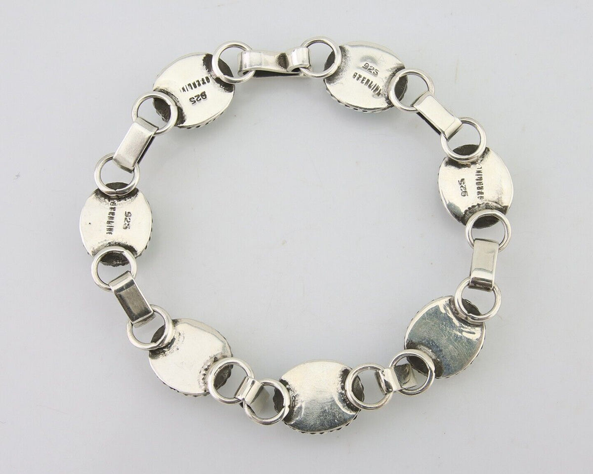 Navajo Bracelet 925 Silver Natural Blue Turquoise Native American Artist C.80's