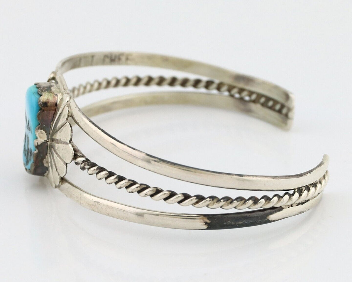 Navajo Bracelet 925 Silver Sleeping Beauty Turquoise Artist Signed LT CHEE C80s