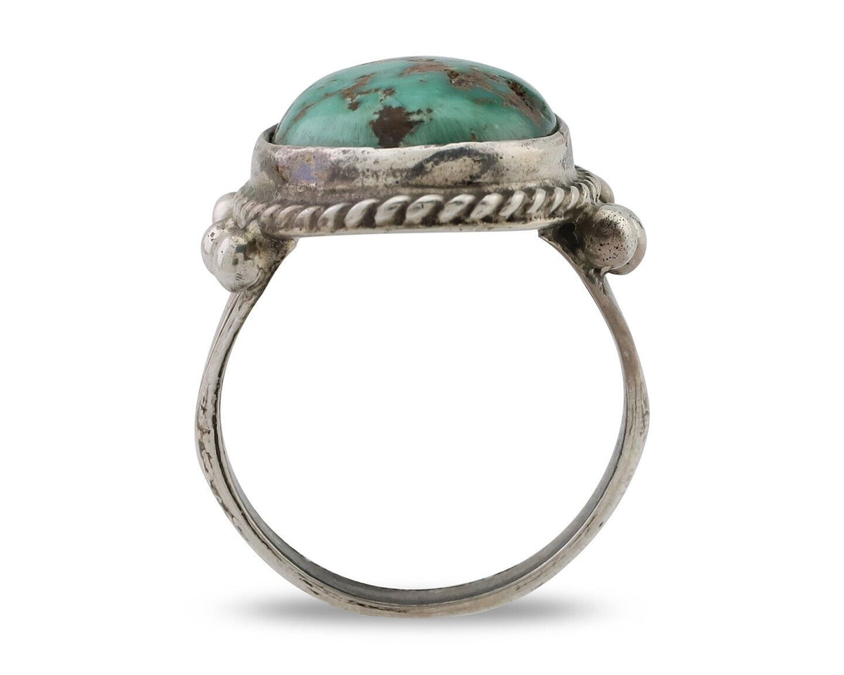 Navajo Ring 925 Silver Natural Blue Turquoise Artist Signed MC C.80's