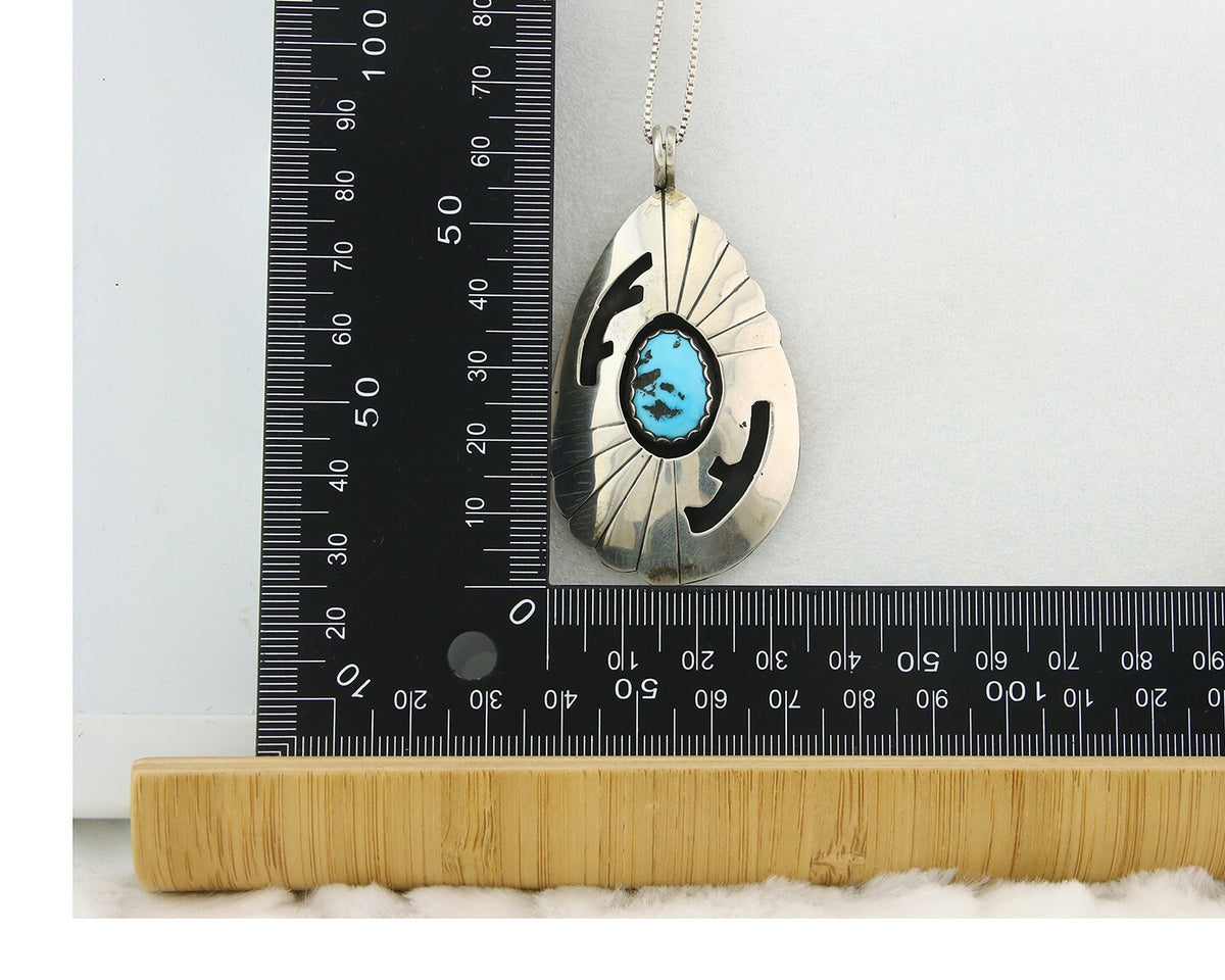 Navajo Sterling Silver Necklace Authentic Turquoise Vintage Handmade