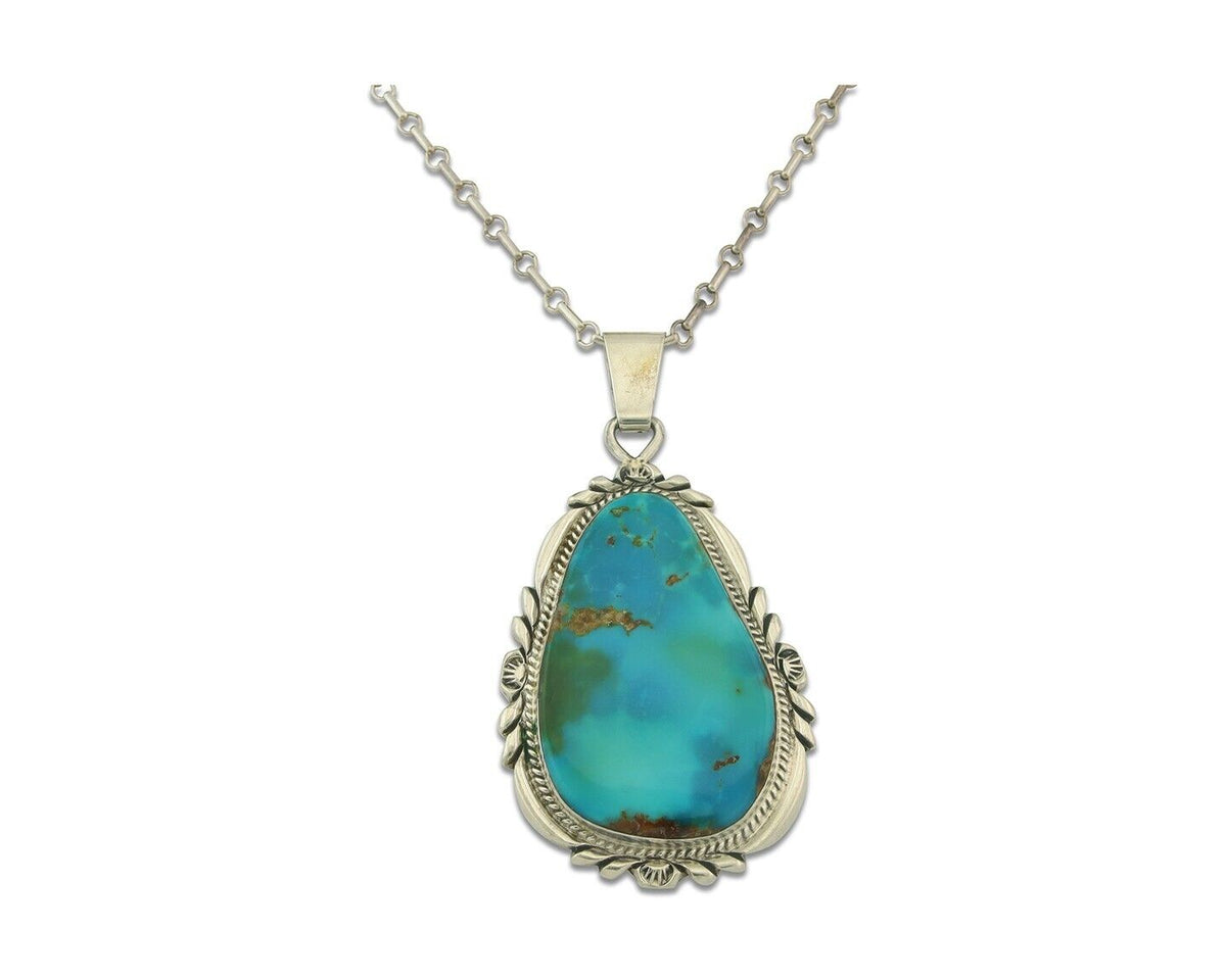 Huge Vintage Navajo Necklace 925 Silver Royston Turquoise Signed Billie Eagle