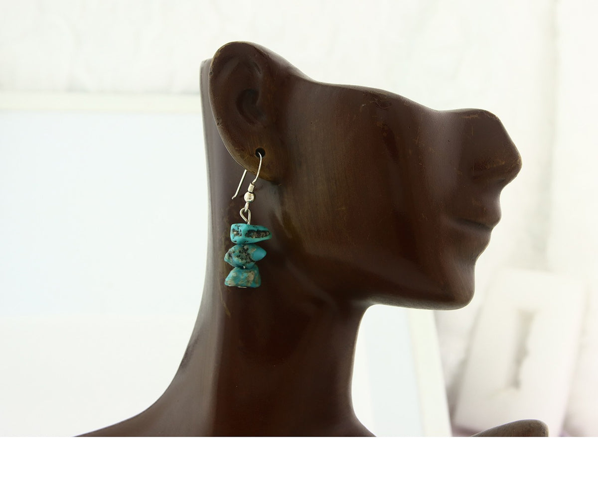 Navajo Earrings Sterling Silver Turquoise Dangle Vintage Authentic