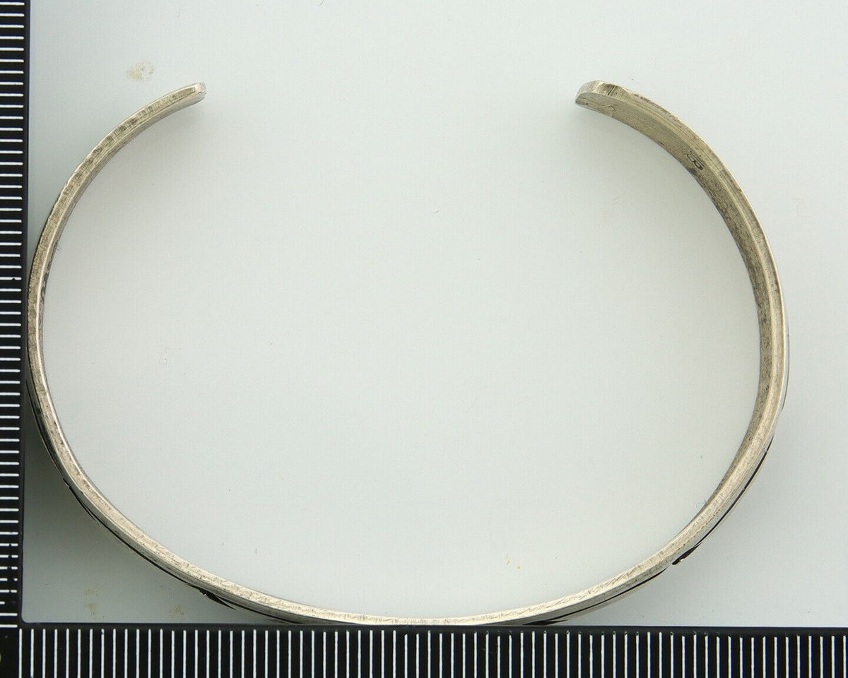 Navajo Bracelet 925 Silver Handmade Cuff Artist Signed TJB C.80's